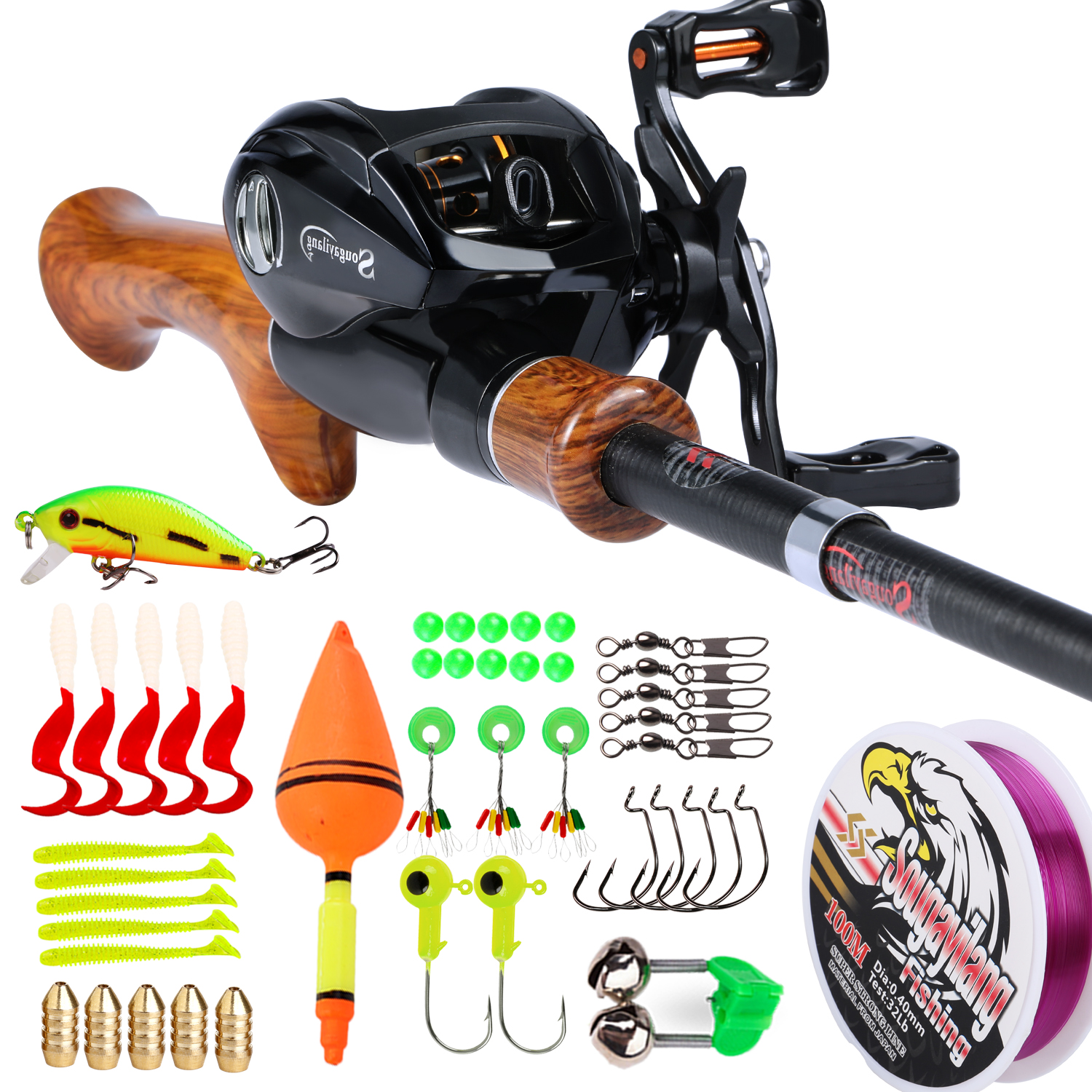 COD Sougayilang Bộ Hoàn Chỉnh Câu Cá Bộ Máy Đứng Bộ Máy Ngang Cần Câu Rút 1.6M Và Máy Câu 12 + 1BB H