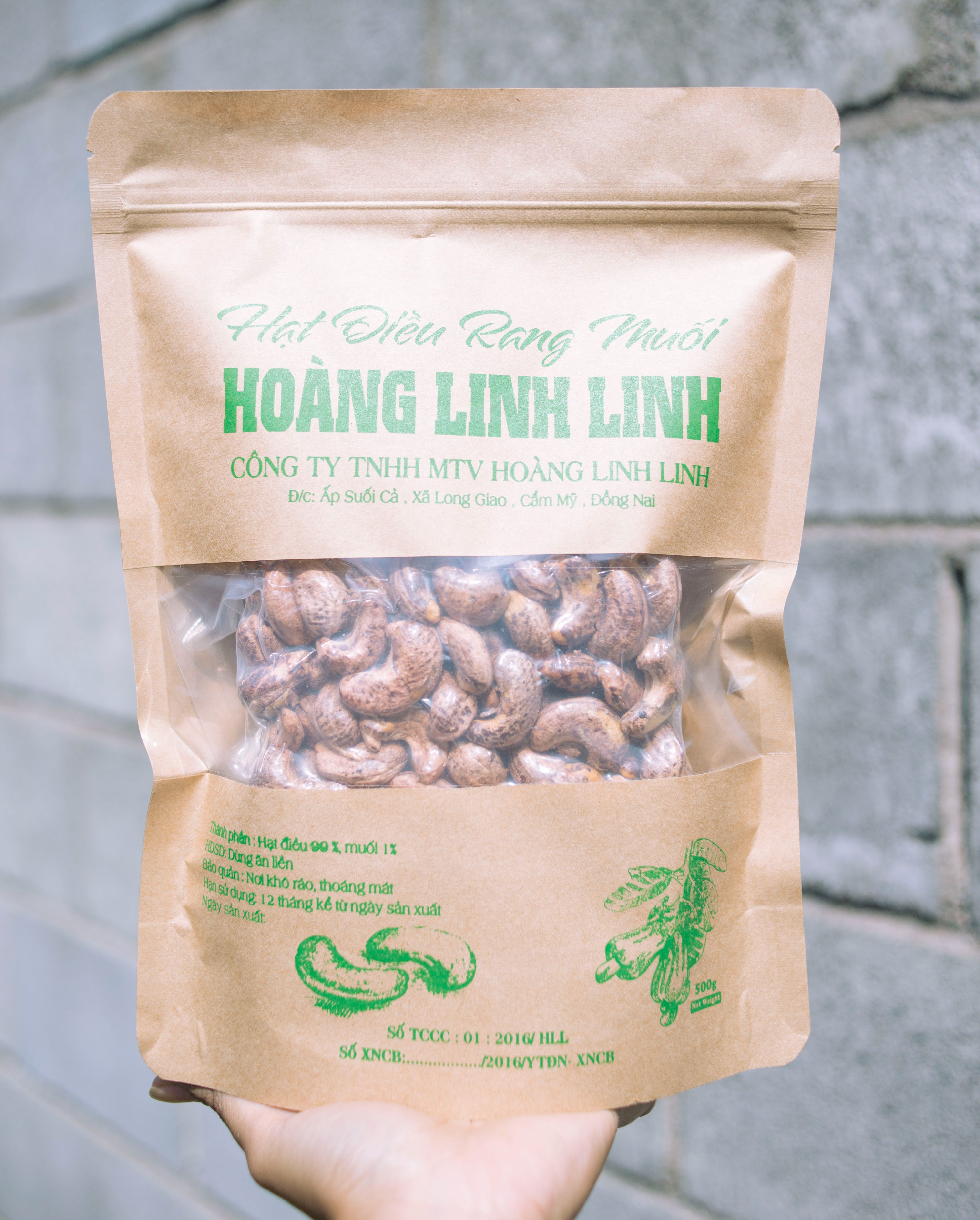 Túi Giấy 500g Nguyên Hạt - Hạt điều Hoàng Linh Linh nhiều size thơm ngon giòn béo, rang mới hàng ngày - Chuẩn xuất khẩu