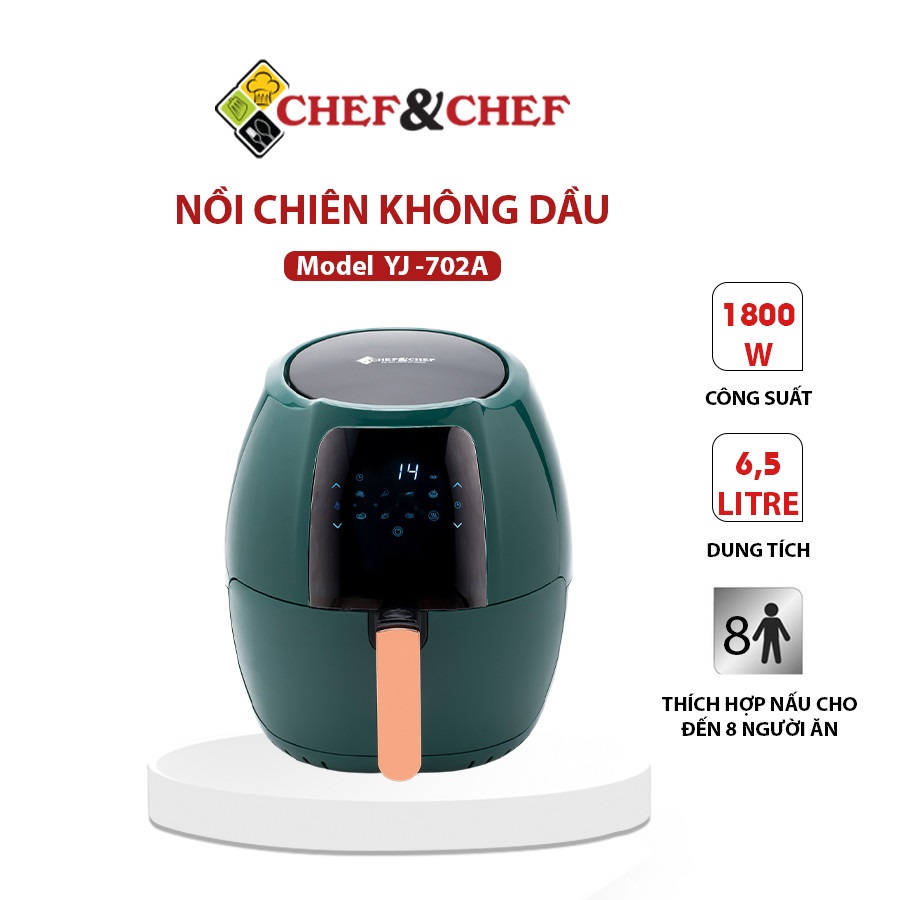 [GIAO SIÊU TỐC 2H] Nồi chiên không dầu [ GIÁ SỐC ] nồi chiên CHEF&CHEF 6.5L điện tử (YJ 702A) có thể điều chỉnh với bảng điều khiển được setup sẵn các chức năng, nồi chiên, nồi chiên không dầu, nồi chiên Chef Chef, nồi nướng,