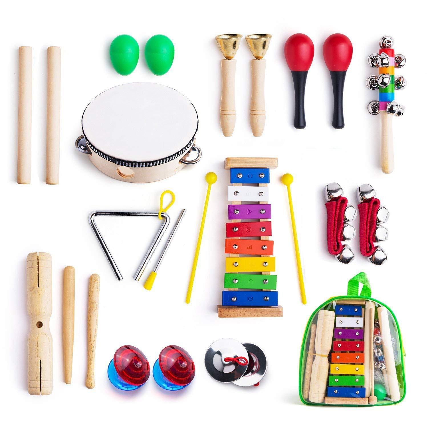 Ben-gi Kids Musical Instruments Tamborines Drum Set Xylophone Percussion Toy Set for Gifts Party 