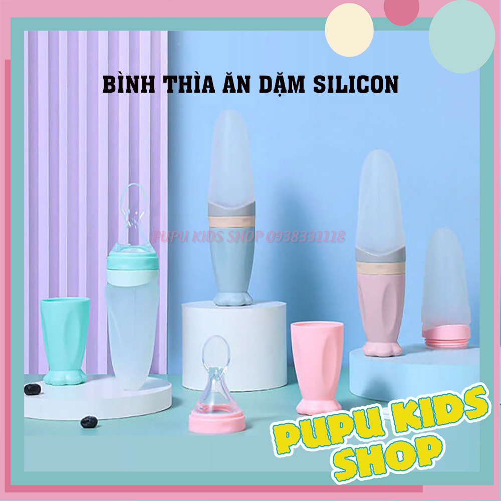 Bình thìa ăn dặm, bình thìa silicon cho bé ăn bột pupukids