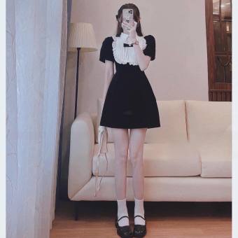 Đầm Umi Phối Cổ Bèo Trắng Đính Nơ Tiểu Thư MAX.2000