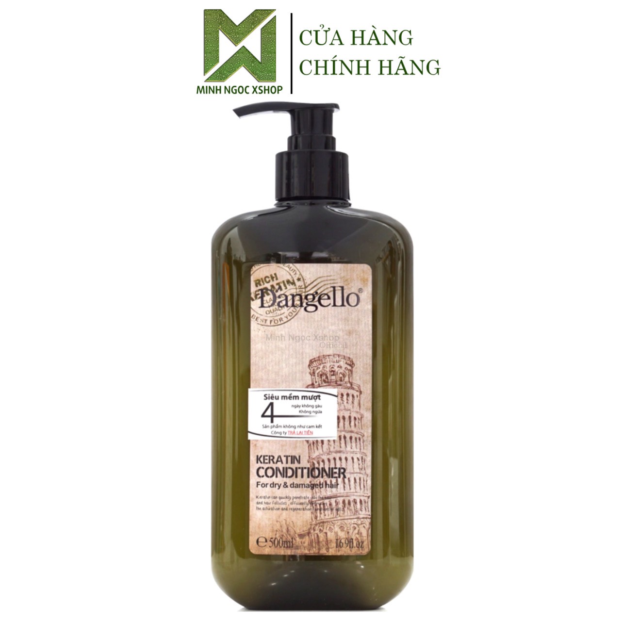 Dầu xả siêu mượt Dangello Keratin 500ml, phục hồi siêu mượt chuẩn salon tại nhà