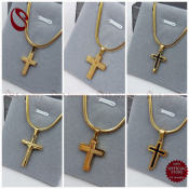 LS Jewelry 18K Gold Cross Necklace for Unisex, 20"