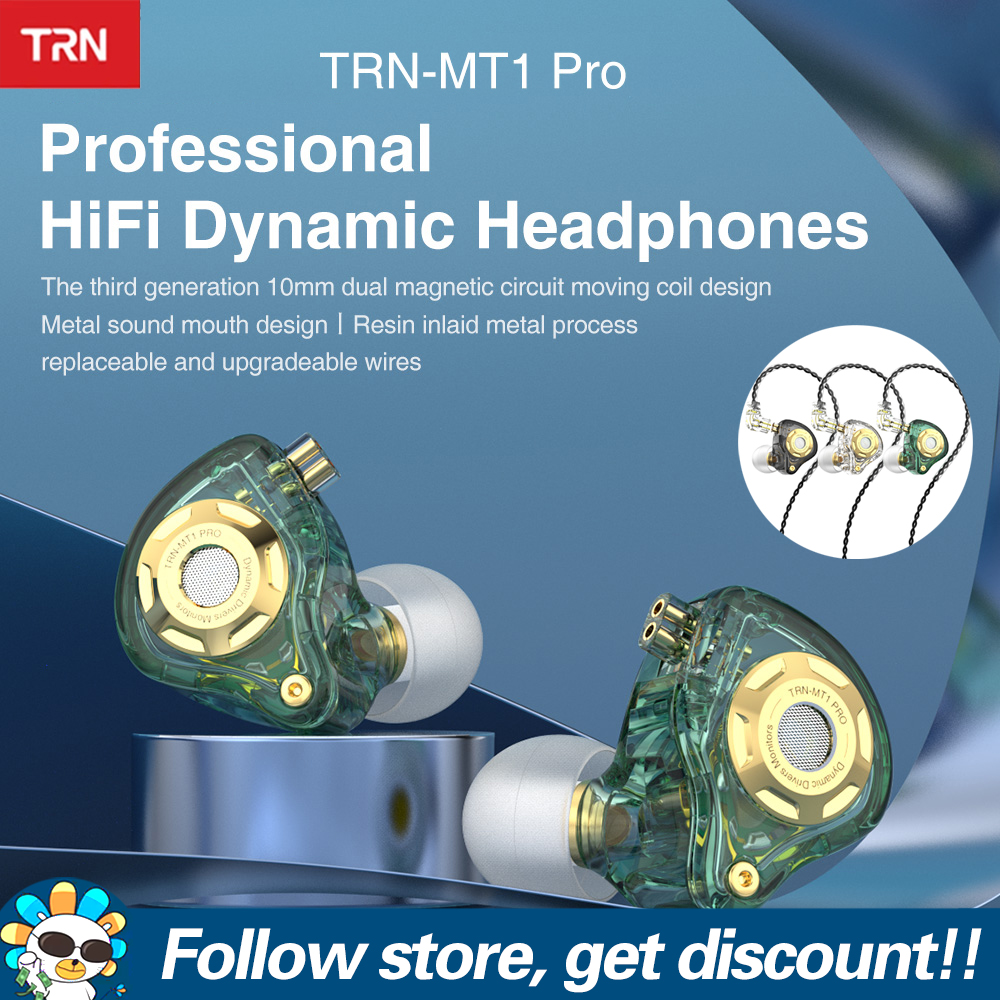 TRN Tai Nghe MT1 PRO Tai Nghe Nhét Tai Động 1DD Tai Nghe IEM Nghe Nhạc Dàn Hi-fi Trầm Tai Nghe Chơi Game Chạy Bộ Thể Thao Chống Ồn Tai Nghe Kim Loại Màn Hình DJ Có Thể Tháo Rời 2 Chấu Cho Xiaomi Huawei Điện Thoại Thông Minh IOS Android Máy Nghe Nhạc MP3 M