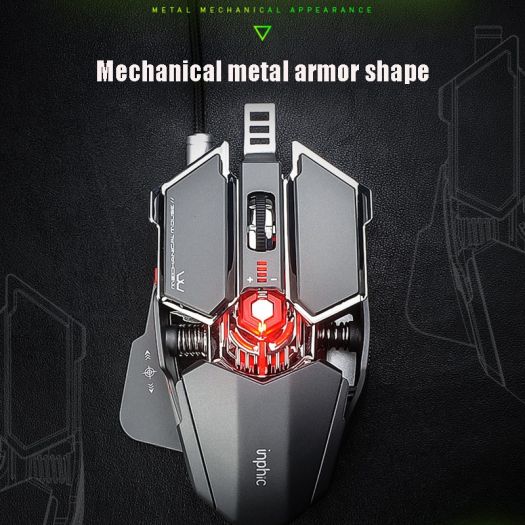 Chuột Chơi Game Inphic PG6 9 Phím Độ Nét Macro USB Có Dây Phát Sáng, Chiều Dài Cáp: 1.8 M