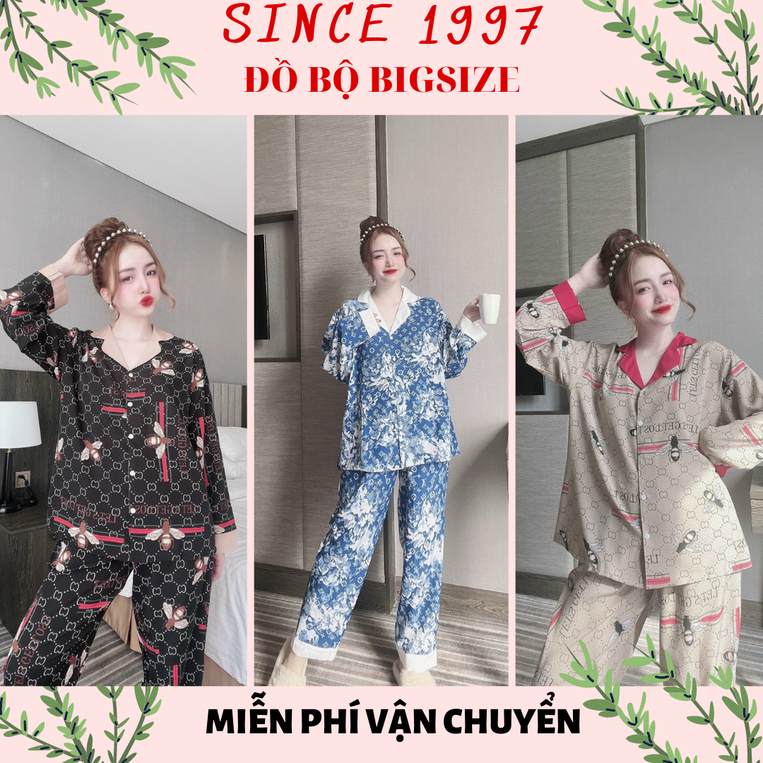 Đồ bộ bigsize TDQD cổ phối 50-100kg, Since1997 Pijama bigsize Đồ ngủ bigsize lụa Mango, Hàn cao cấp loại 1 sang chảnh