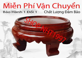 Kỷ đế tròn gỗ hương đỏ Kỷ tròn-Đôn tròn chân-Đế bát hương (đồ thờ gỗ, kê bát hương)