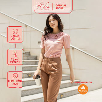 Áo Kiểu Nữ Dáng Suông Phối Hoa Thời Trang Eden - ASM151
