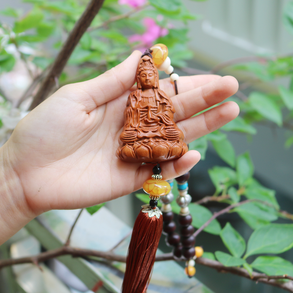 Dây chuyền khánh treo xe ô tô hoa mai tài lộc, may mắn - Dây chuyền treo xe hơi Phật Quan Âm Thiên Thủ - hoa sen - dây treo xe ô tô phật di lặc