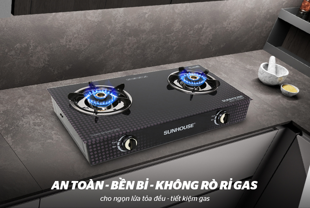 Bếp gas đôi sunhouse shb3366mt hàng mới 100% bảo hành chính hãng 12 tháng
