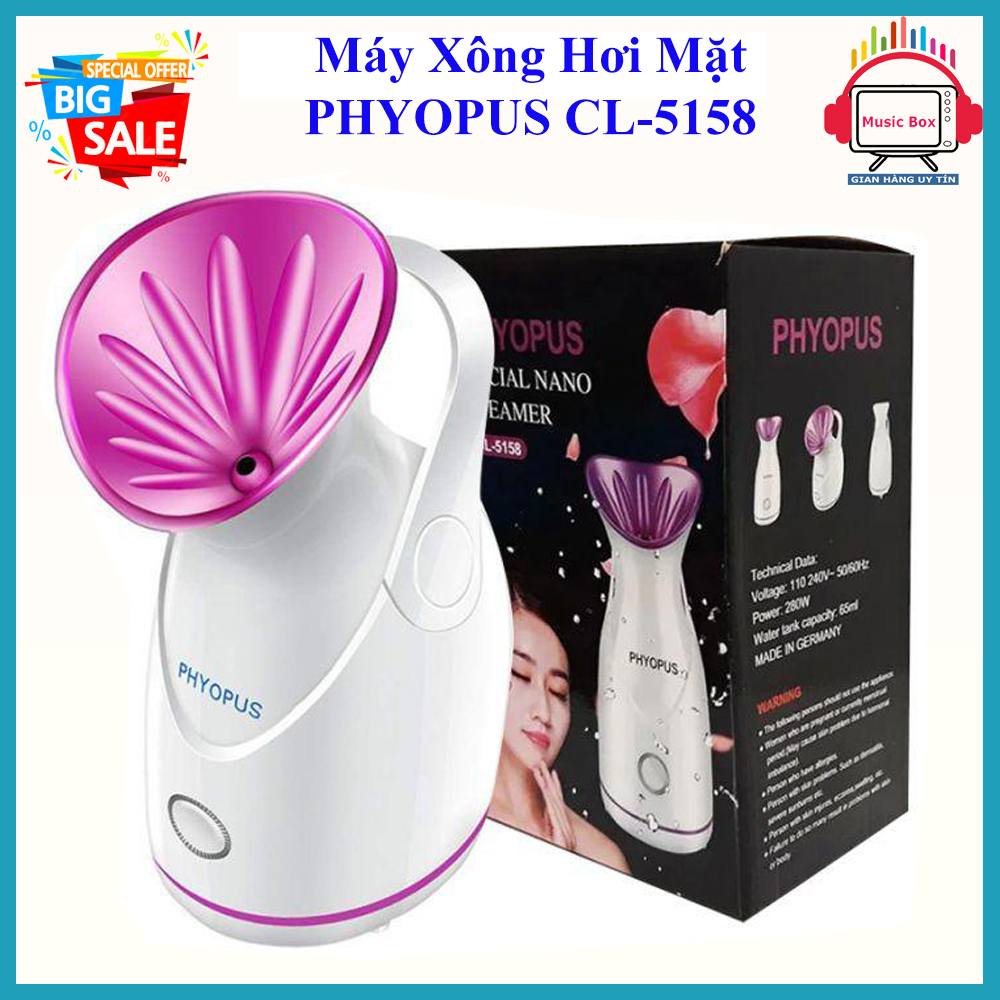 [ MẪU HÓT ] Máy Xông Hơi Mặt PHYOPUS 5158, Máy Xông Mũi Họng, Máy Xông Mặt Bằng Tinh Dầu, Kháng Viêm, Kháng Khuẩn, Chăm Sóc Phục Hồi Da Hư Tổn, Tẩy Tế Bào Chết, làm sáng giảm stress bảo vệ sức khoẻ sắc đẹp, BH uy tín 1 đổi 1.