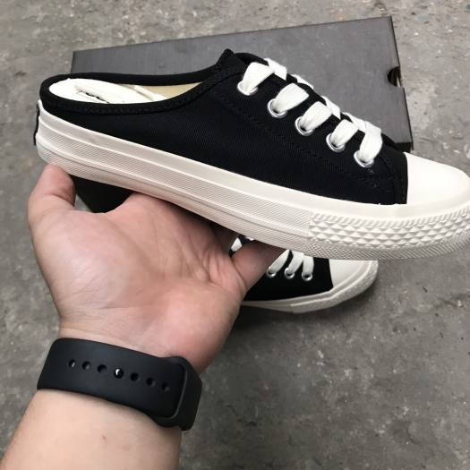 FULL BILL BOX Giày Converse Đạp Gót Thời Trang Nữ Màu Đen/Trắng