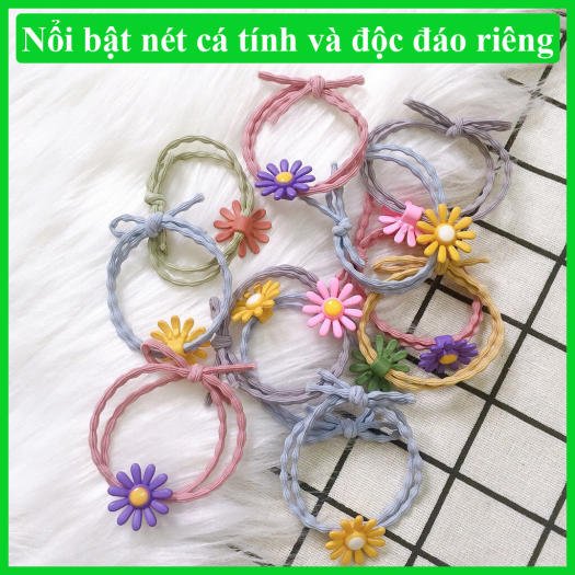Dây cột tóc dây buộc tóc hoa cúc họa mi nhiều màu siêu bền