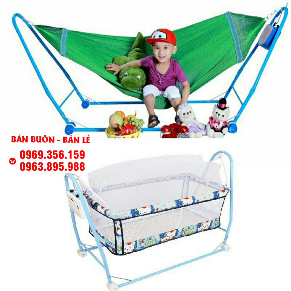 Nôi Điện QUANG HƯNGCao Cấp,Nôi điện tự động 2 in 1 QUANG HƯNG vừa làm nôi vừa làm võng tặng kèm 02 dây curoa