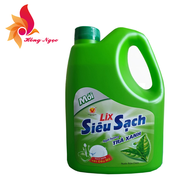 Nước rửa chén Lix Siêu Sạch Trà Xanh 1.4kg sạch chén bát, bảo vệ da tay