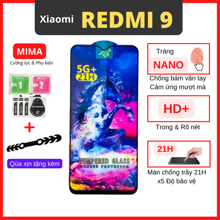 Cường Lực KINGKONG Redmi 9 Full màn hình kính OG+ cao cấp độ cứng 21H Cảm ứng siêu mượt hạn chế bám vân tay và mồ hôi hiệu quả, dán cường lực màn hình điện thoại miếng dán bảo vệ màn hình xiaomi redmi