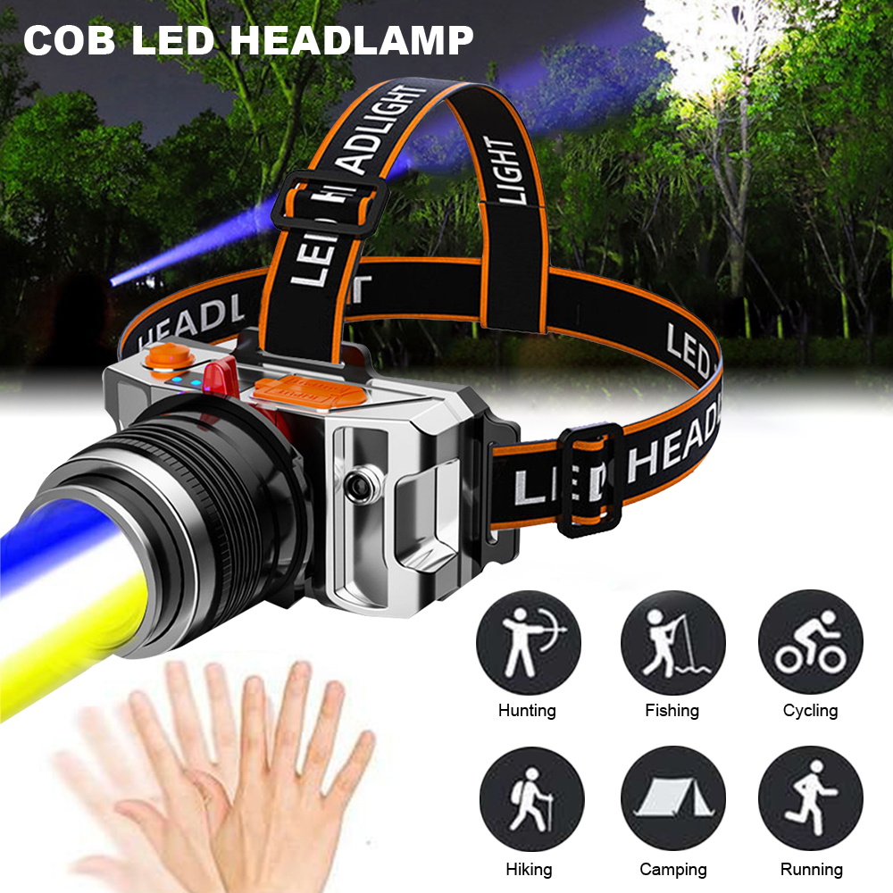 Đèn pha led siêu sáng 18000lm đèn lồng sạc usb đèn pha đèn đầu cảm ứng sáng đèn mỏ đèn thông minh chống nước tầm xa nhà quân đội