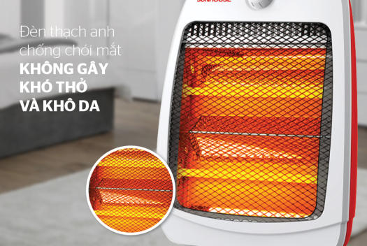 Máy Sưởi Điện Hồng Ngoại Sunhouse Shd7014 - Đèn Sưởi Ấm 2 Bóng Công Suất 800W, Bảo Hành 12 Tháng