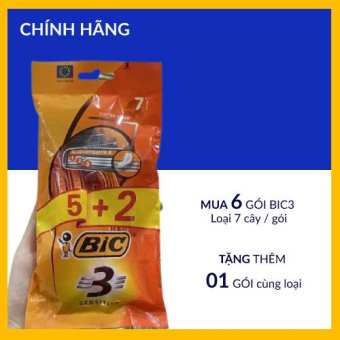 COMBO 6 gói dao cạo râu BIC 3 lưỡi (loại gói 7 cây) tặng 1 gói cùng loại