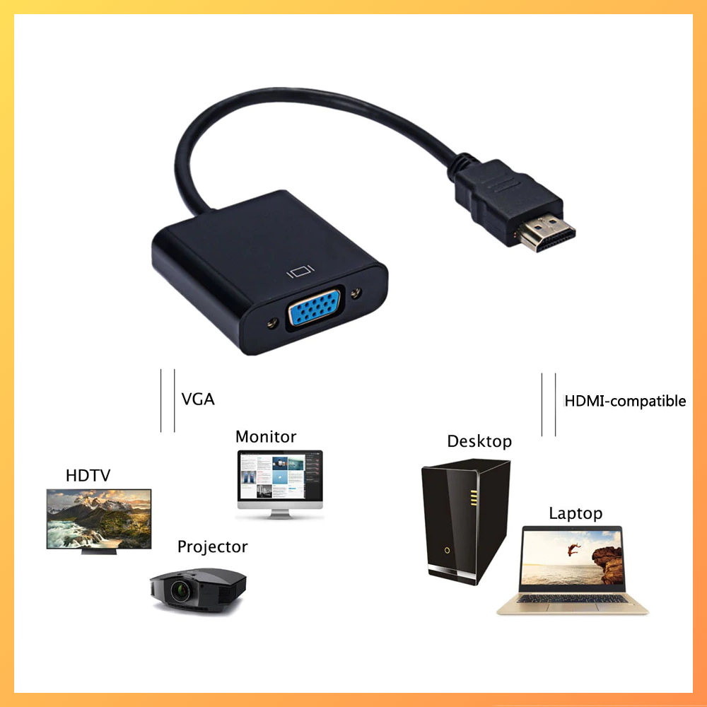 HD 1080P Digital to Analog Converter Cable HDMI-compatible to VGA Adapter For PS4 PC Laptop TV Box to Projector Display