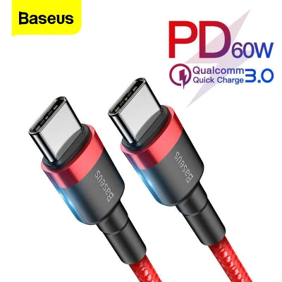 Baseus 0.5m/1m/2m 60W Fast Charging USB Type C Cable To USB C Cable For Samsung S10 Xiaomi Mobile Phone USBC PD Charger USB-C Type-C Cable (2)