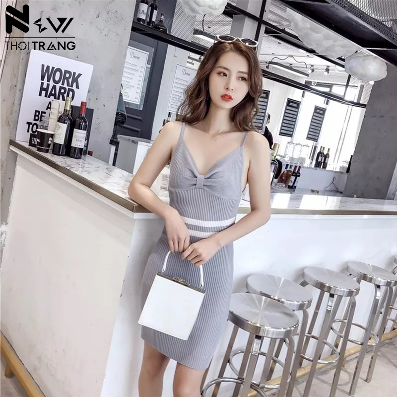 Đầm len dệt kim cách điệu - new thoi trang