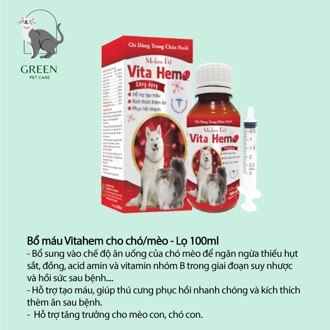 Vitahem bổ máu kích thích thèm ăn cho chó/mèo - Lọ 100ml