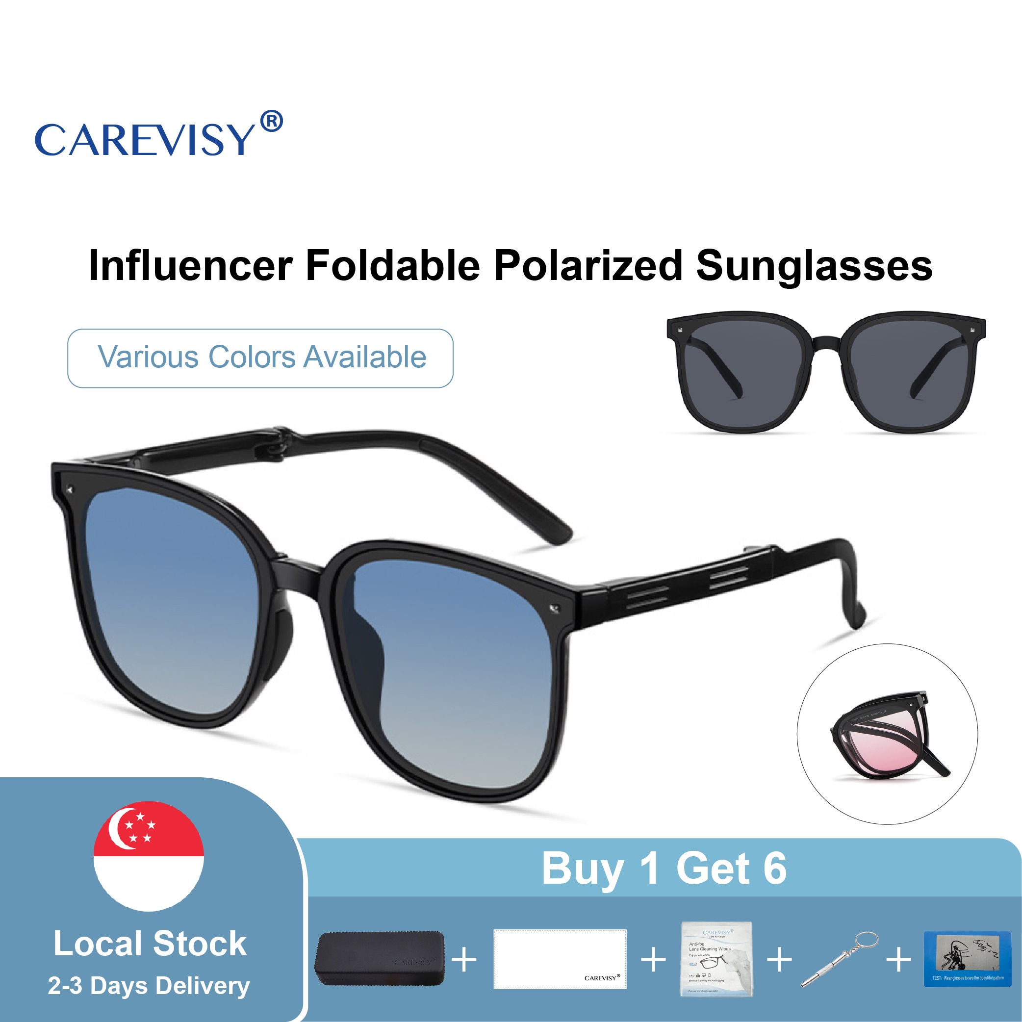 CAREVISY Influencer Polarized Sunglasses Foldable UV400 Protection