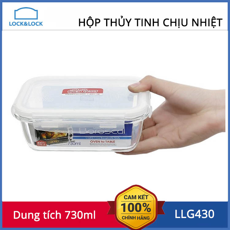 Bộ 3 hộp thủy tinh chữ nhật Lock&Lock LLG430 dung tích 730ml - Có bán lẻ 1 hộp, combo 2 hộp và combo 3 hộp