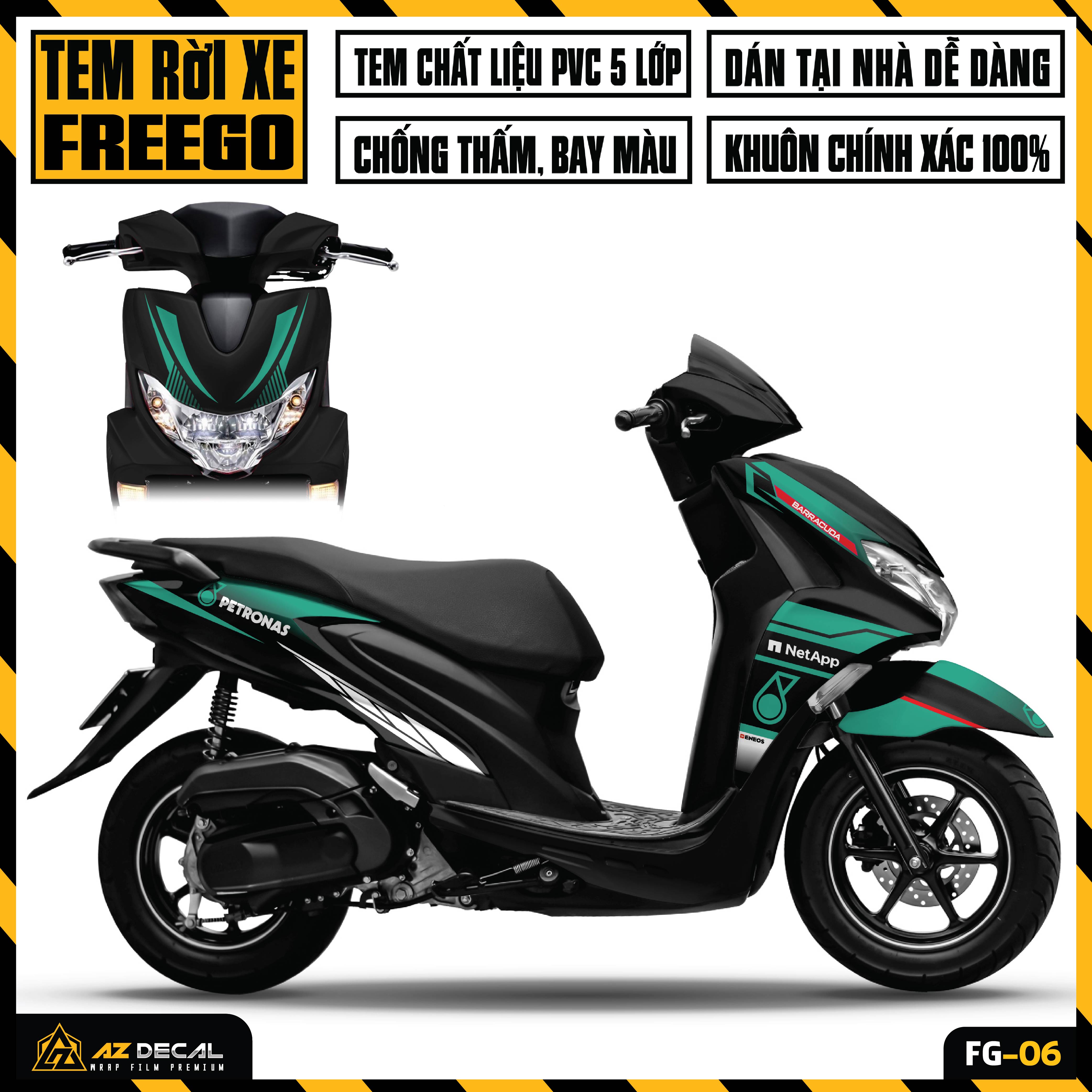 Tem Xe FreeGo 125 Mẫu Petronas | FG-06 | Decal Rời Dán Xe Yamaha FreeGo Đẹp Chống Nước Chống Phai Mà