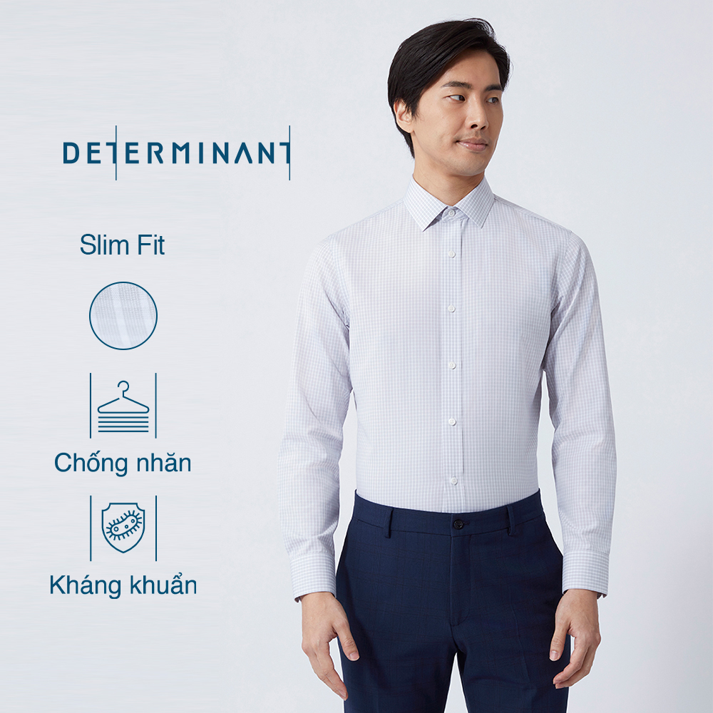 Áo Sơ Mi Nam Công Sở Tay Dài - Dáng Ôm DETERMINANT Cotton - Chống Nhăn - Kháng Khuẩn - 301- Màu Sọc 