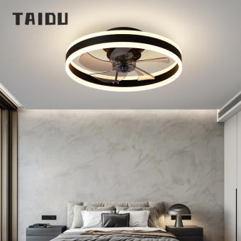 Taidu Quạt đèn Đèn quạt trần Quạt đèn Đèn trần Quạt trần nhà hàng Led chuyển đổi tần số vành đai ánh sáng vô hình