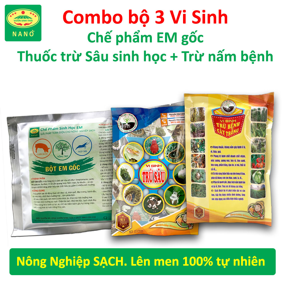 Combo bộ 3 Chế phẩm vi sinh EM gốc - Trừ sâu sinh học - Trừ Nấm bệnh hại cây trồng
