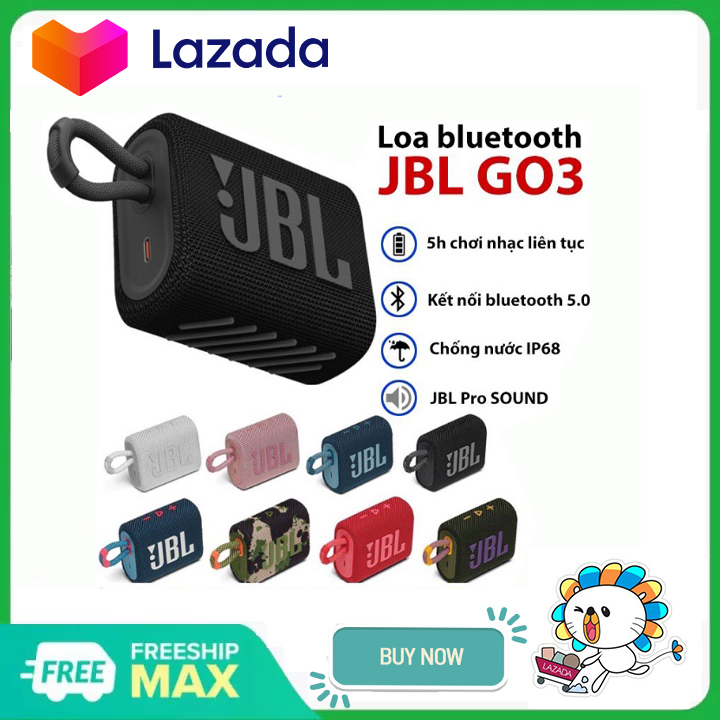 Loa bluetooth mini, jbl go 3 fullbox new 100% + bảo hành 6 tháng loa nghe nhạc công suất lớn 4.2 w, loa bluetooth bass mạnh, kháng nước và bụi ip67, chơi nhạc 5h, công nghệ jbl pro sound, kiểu dáng di động, kết nối bluetooth 5.1