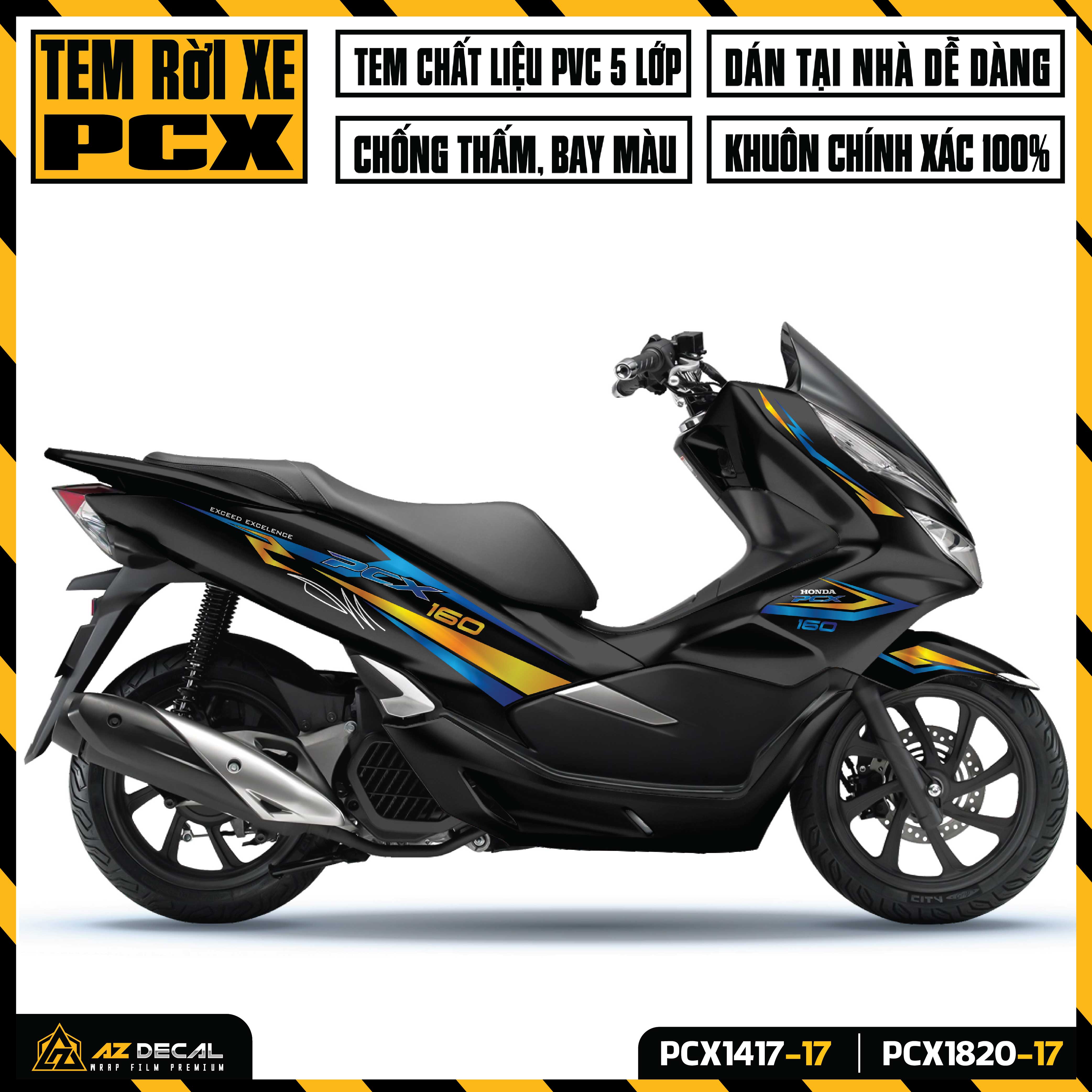Tem Chế PCX Mẫu Thiết Kế PCX 160 | PCX-17 | Decal Rời Dán Xe PCX 125 150 160 Chống Thấm Nước - Azdec