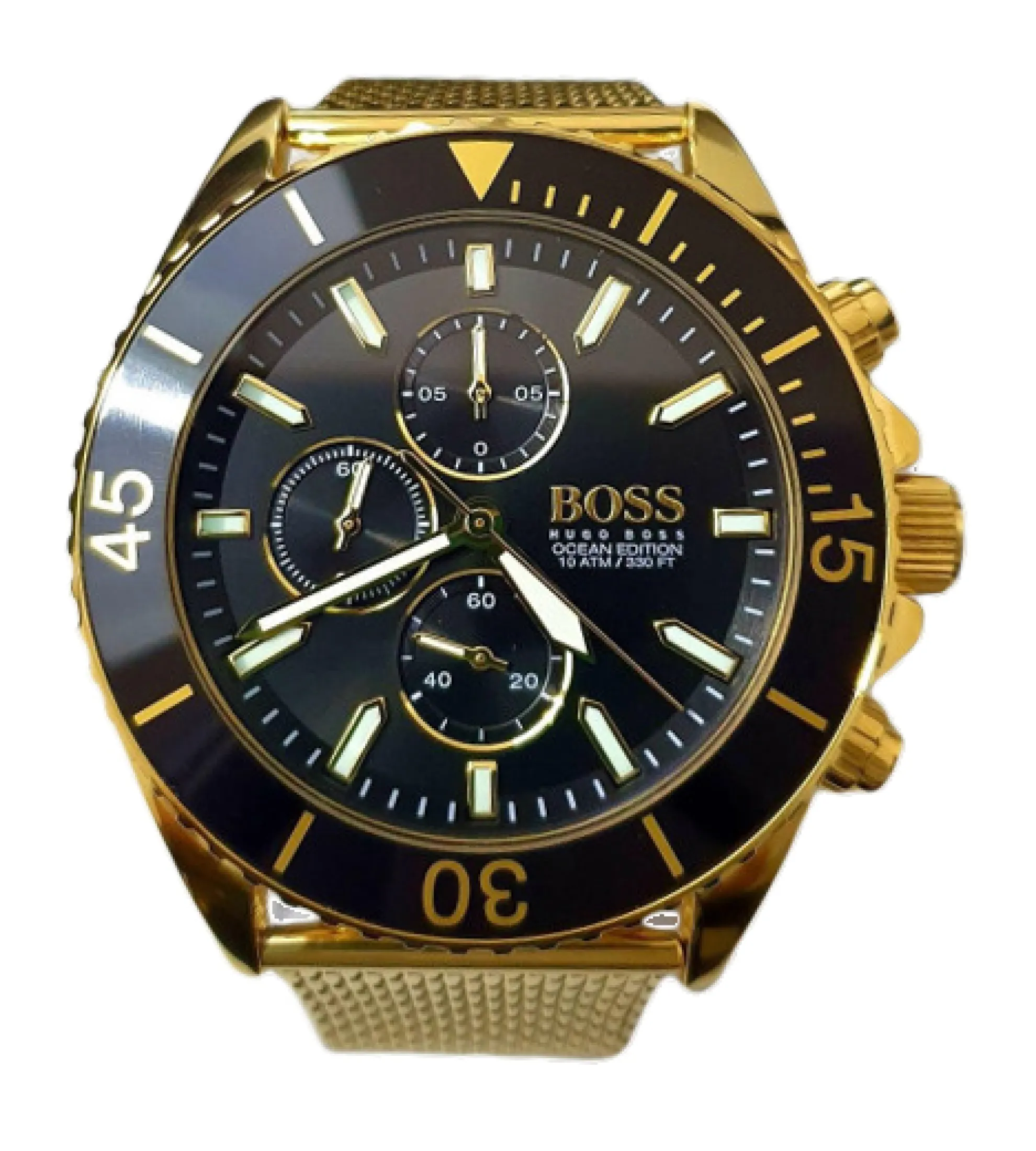 Preorder] Hugo Boss Ocean Edition Chronograph Mens Gold Stainless Steel  Black 45mm Dial Quartz Watch HB1513703 | Lazada Singapore
