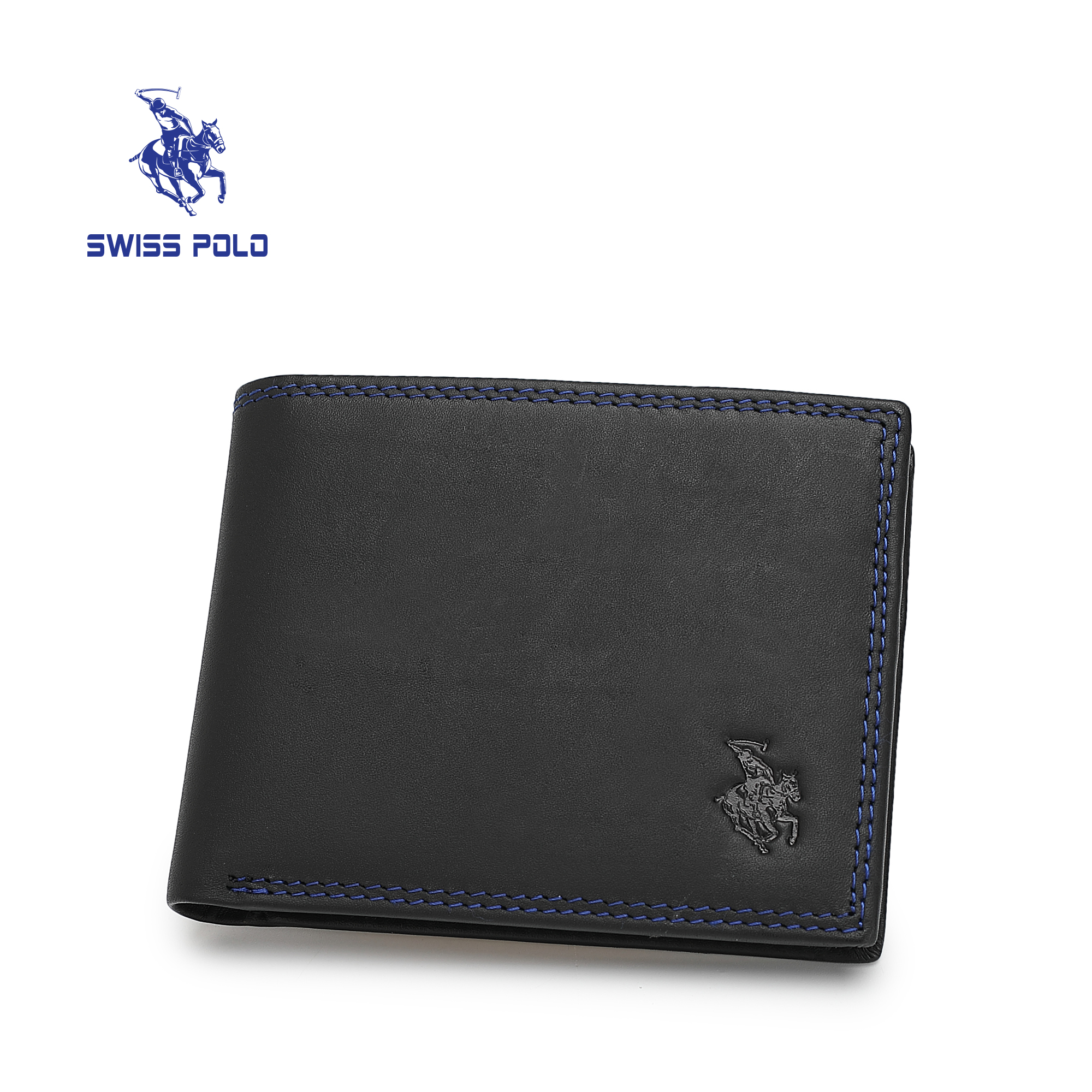 SWISS POLO Genuine Leather RFID Short Wallet SW 181-5 BLACK