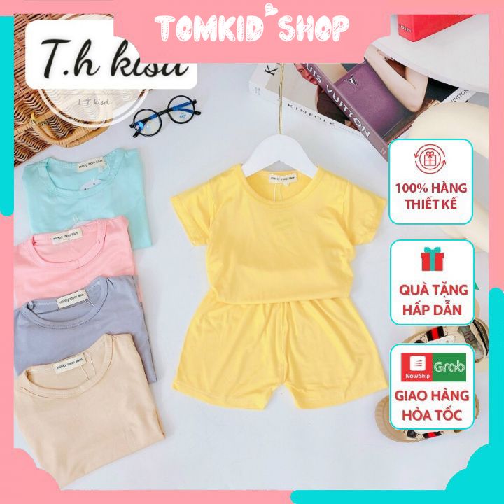 Bộ quần áo minky mon thun lạnh sài gòn trơn cho bé