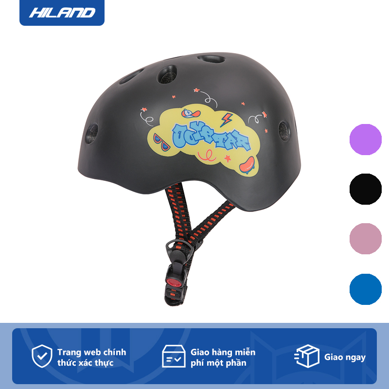 Hiland Mũ bảo hiểm xe đạp trẻ em HILAND siêu nhẹ Chất liệu bề mặt được gia cố để an toàn có thể điều chỉnh kích thước để đeo Linh hoạt phù hợp cho trẻ em chơi thể thao ngoài trời từ 3-8 tuổi