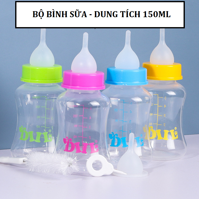 [Hoàn tiền 10%] [CÓ HỎA TỐC] Bộ Bình Sữa 150ml Cho Thú Cưng Nhỏ (màu ngẫu nhiên)