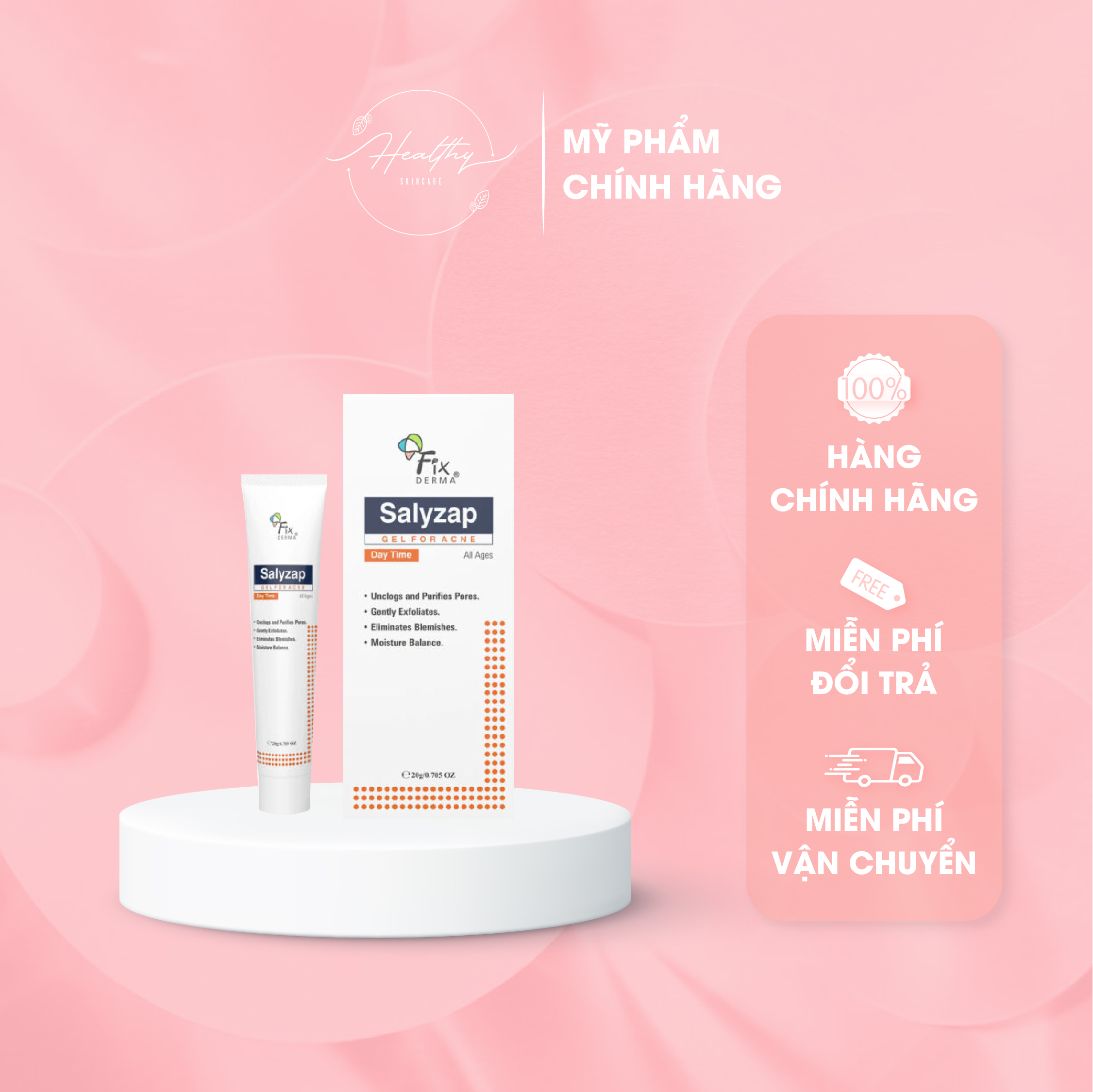 Gel Dưỡng Giảm Mụn Ban Ngày Fixderma Salyzap Gel For Acne 20g - HEALTHY