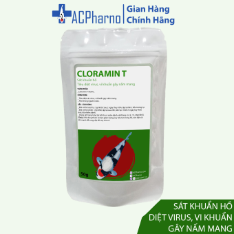 Cloramin T diệt vi khuẩn, virus gây nấm mang trên cá koi, cá vàng, chép nhật. sát trùng, diệt trùng nước Chloramine T Thuoc chữa dac trị nấm mang đặc trị nấm mang, mang trắng