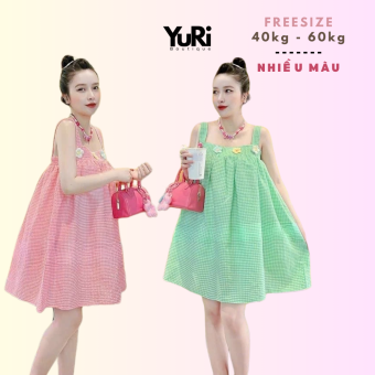 Đầm Babydoll dễ thương CARO form rộng thoải mái - Đầm babydoll form rộng bầu bì bon chen
