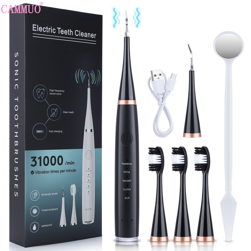 Cammuo dụng cụ đánh răng điện dụng cụ làm sạch vết bẩn mảng bám cao răng bàn chải đánh răng điện dụng cụ làm sạch răng chống nước ipx6 sạc usb