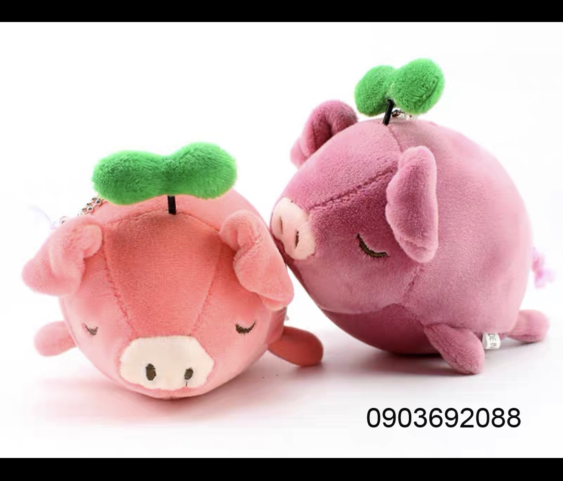 Móc khóa thú nhồi bông trang trí quà tặng, móc chìa khóa gấu bông heo con 10cm