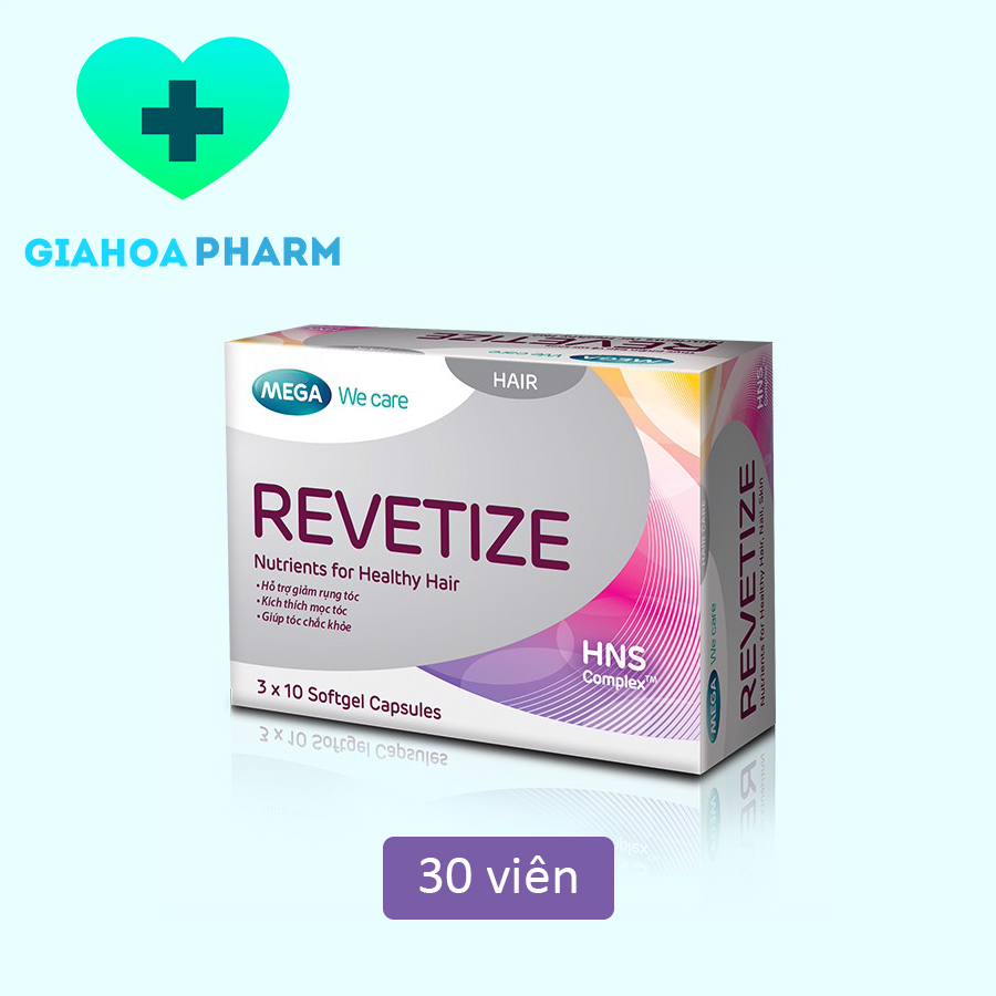 Viên uống Revetize hỗ trợ giảm rụng tóc, kích thích mọc tóc, giúp tóc chắc khỏe - Hộp 30 viên