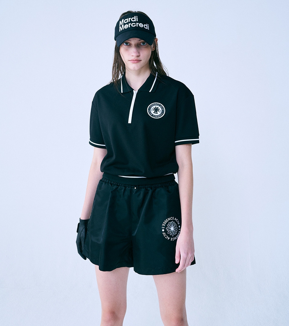 MARDI MERCREDI PIQUET ZIP UP TSHIRT ROUND EMOJI WAPPEN