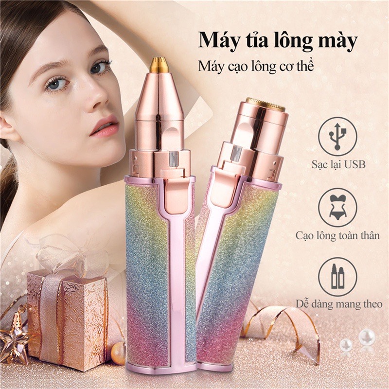 Máy cạo lông mặt tỉa mày 2in1 tỉa lông mày cạo lông tay lông nách lông chân cạo lông toàn thân