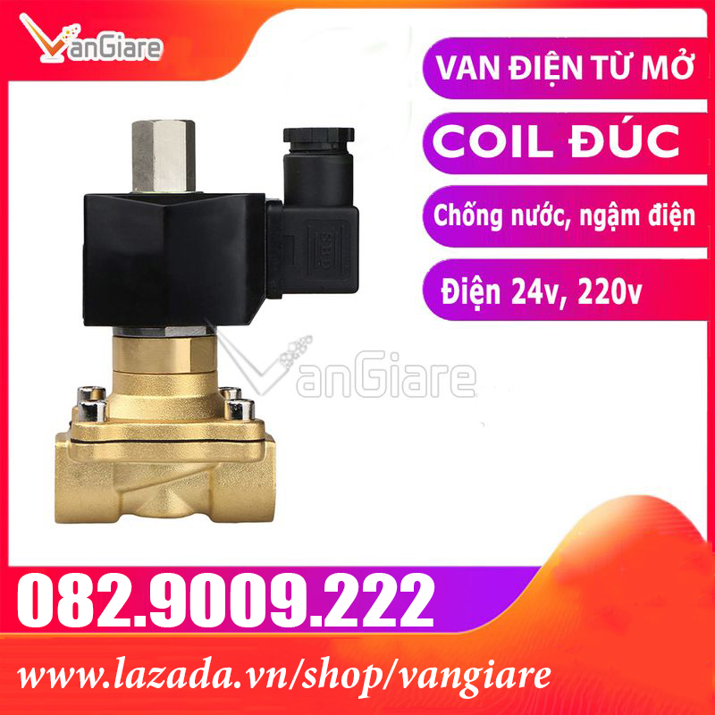 Van điện từ thường mở, coil đúc ren 21 27 34 42 49 60, điện 24v 220v